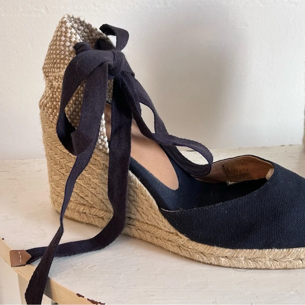 Castaner Dark Blue Carina 60mm Wedge Espadrille